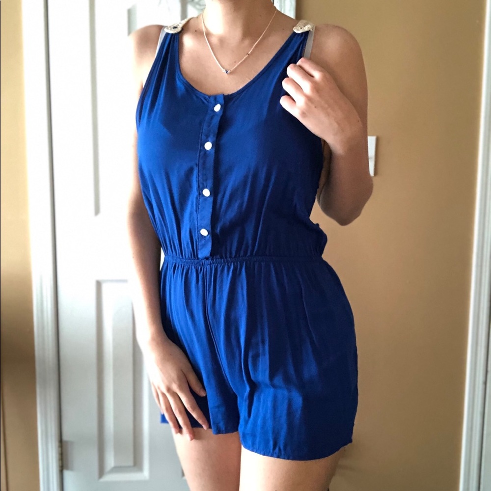 Royal Blue Lace Romper